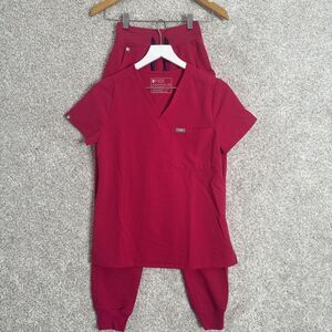 Figs Women's Technical Collection Hot Pink Scrub Top Size XXS & bottom Size XXS